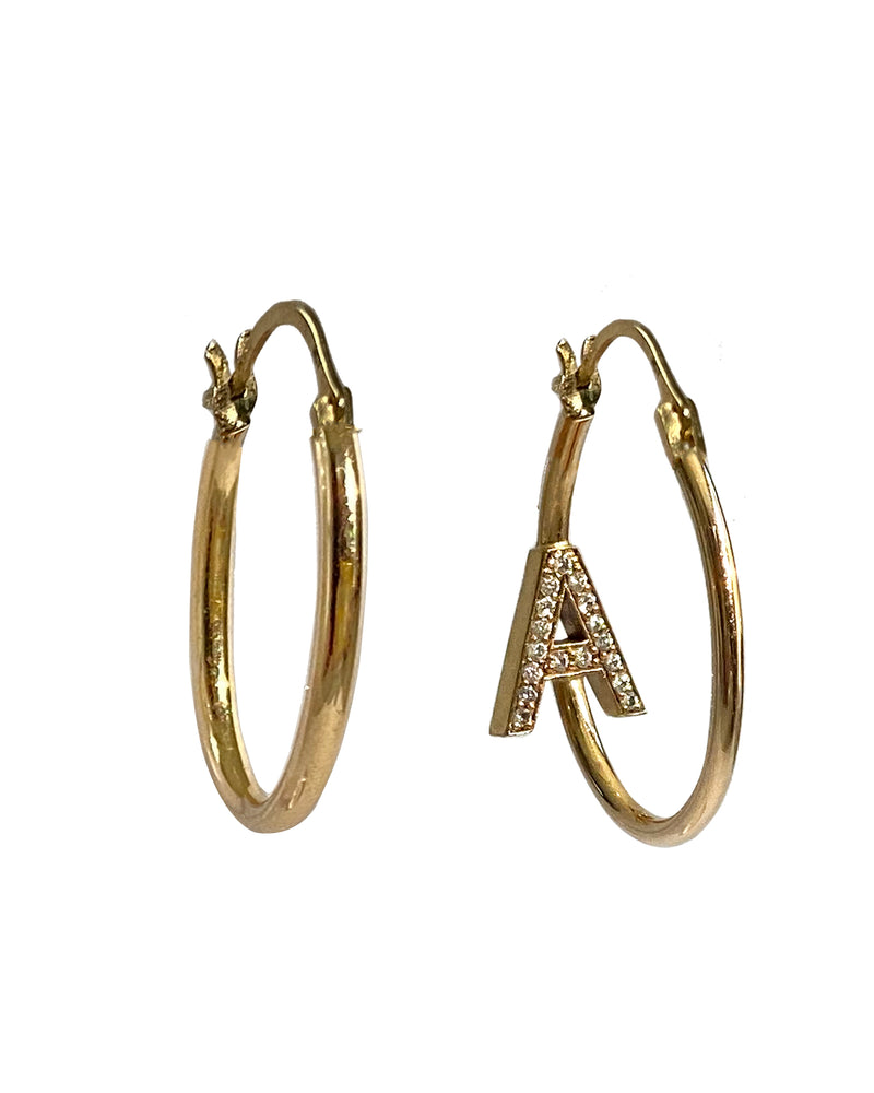 Alexa - Diamond Initial Hoop Earring